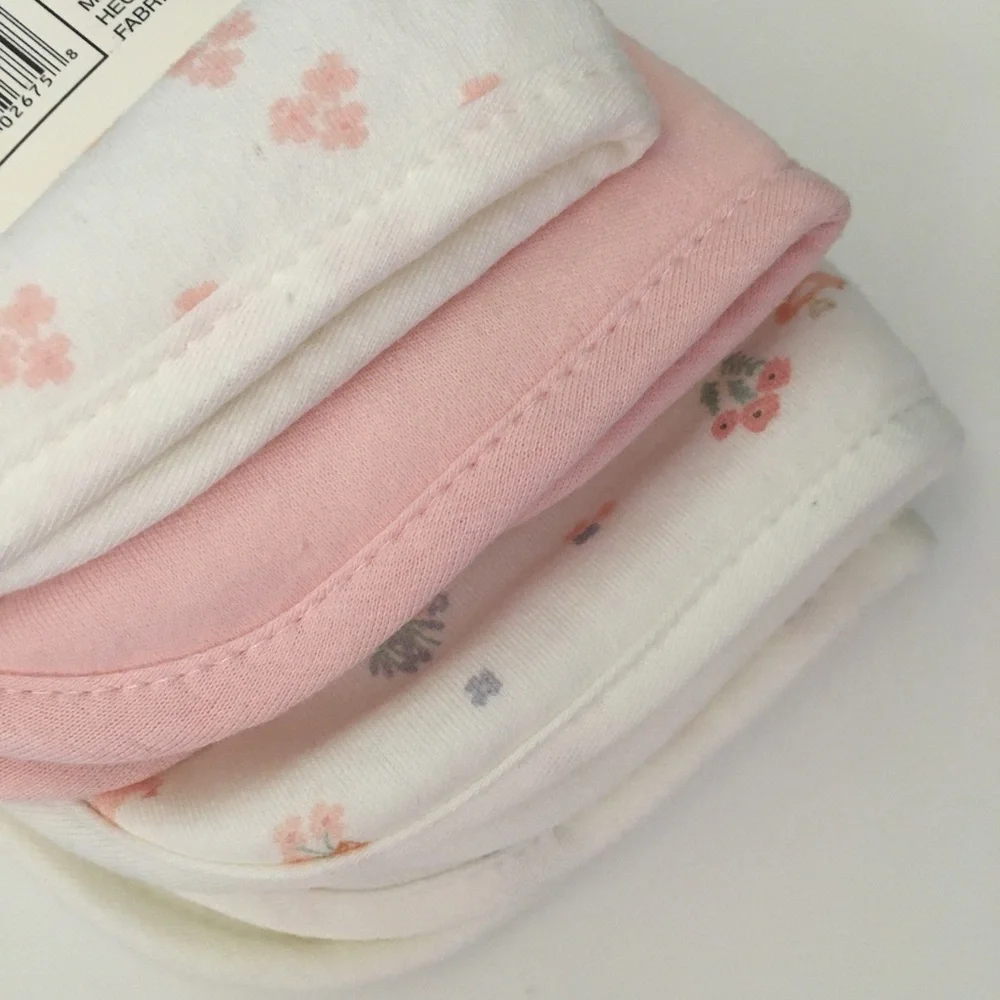 Baby Burp Cloths Cotton Front 3pk Pink Floral NEW | DreamGro Apple + Ivy